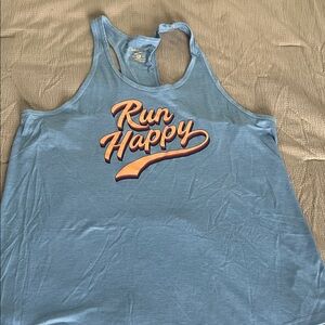 Brooks Women's Blue Tank with Orange Graphic